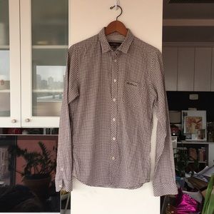 Ben Sherman Cotton Button Down in Brown Gingham